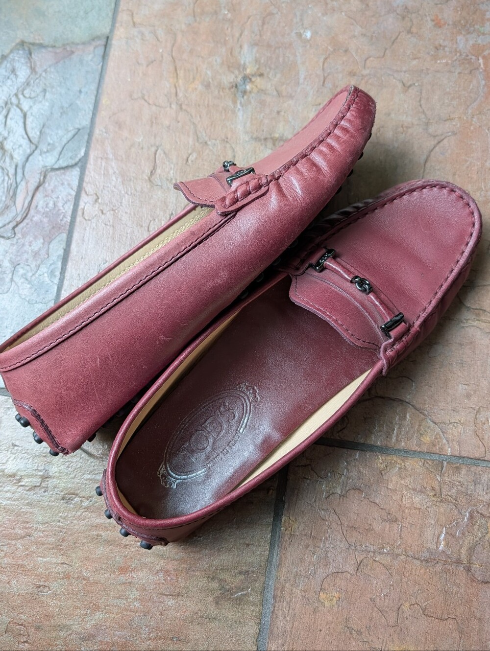 TOD'S leather driving moc loafers 37.5 7 7.5